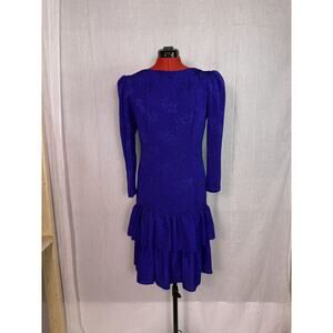 Vintage Patra Womens Purple Formal Dress Size 6 Floral Midi D917